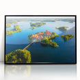 Large abstract wall art depicting a colorful European scenery in Lithuania on a framed acrylic.