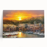 Black and white photo of Monaco scenery on large stretched canvas, ideal for kitchen wall art.