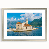 Extra large framed abstract art print of a textured European Montenegro scenery in muted earth tones.