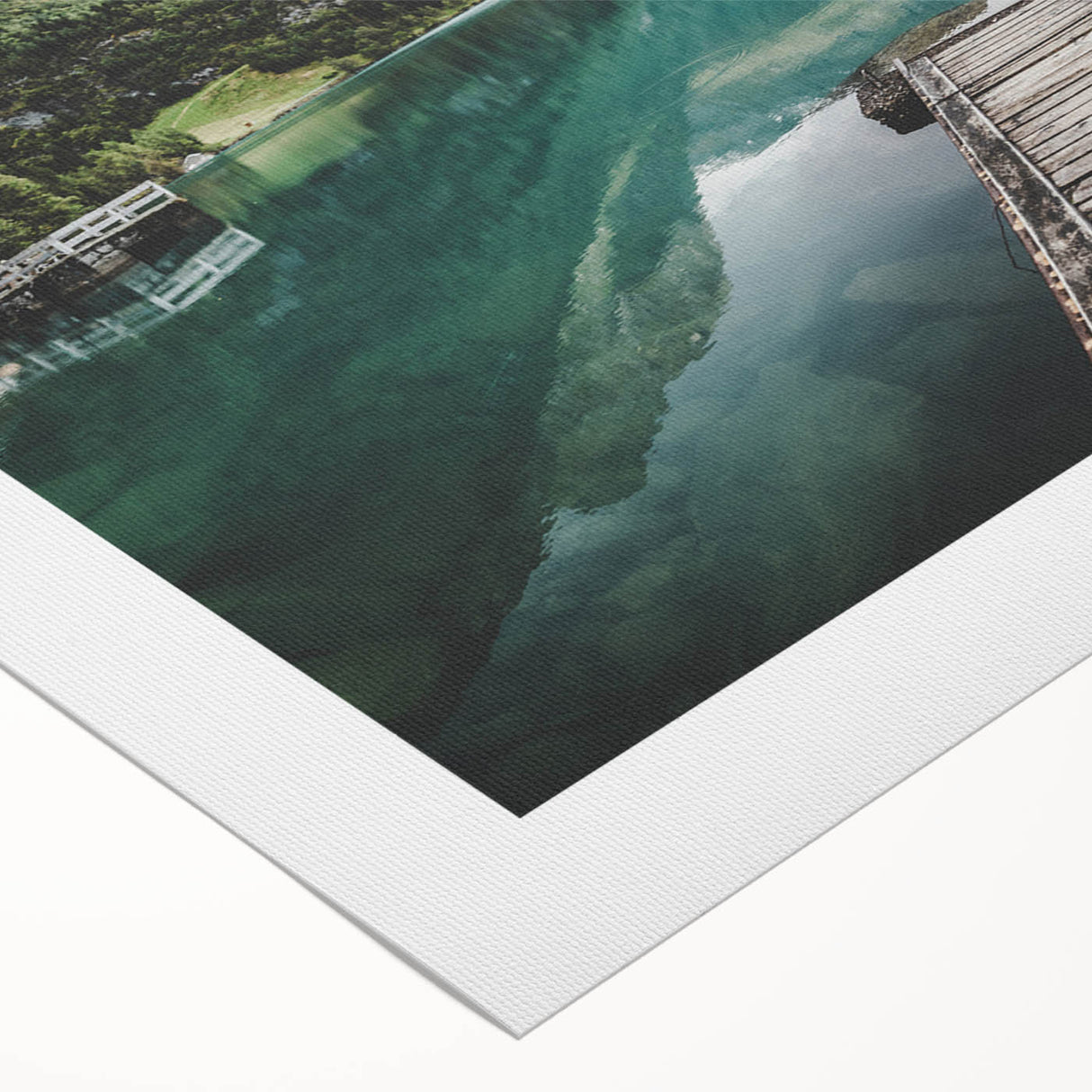 Art deco poster of a Norwegian landscape in muted blue and green tones on rolled canvas, suitable for dining room decor.