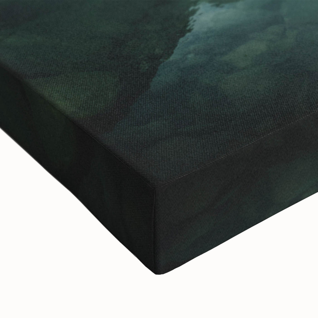 Large art of a black and white landscape painting of Norwegian scenery on stretched canvas, ideal for bedroom wall decor.