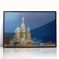 Large abstract wall art of Moscow skyline in black and white acrylic, framed, suitable for modern living room decor.