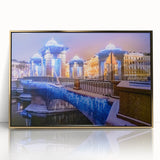 Art deco poster of St. Petersburg scenery in gold and black tones on framed acrylic, suitable for modern art wall decor.