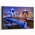 Black and white framed canvas of a vintage Petersburg landscape, ideal for bedroom wall art.