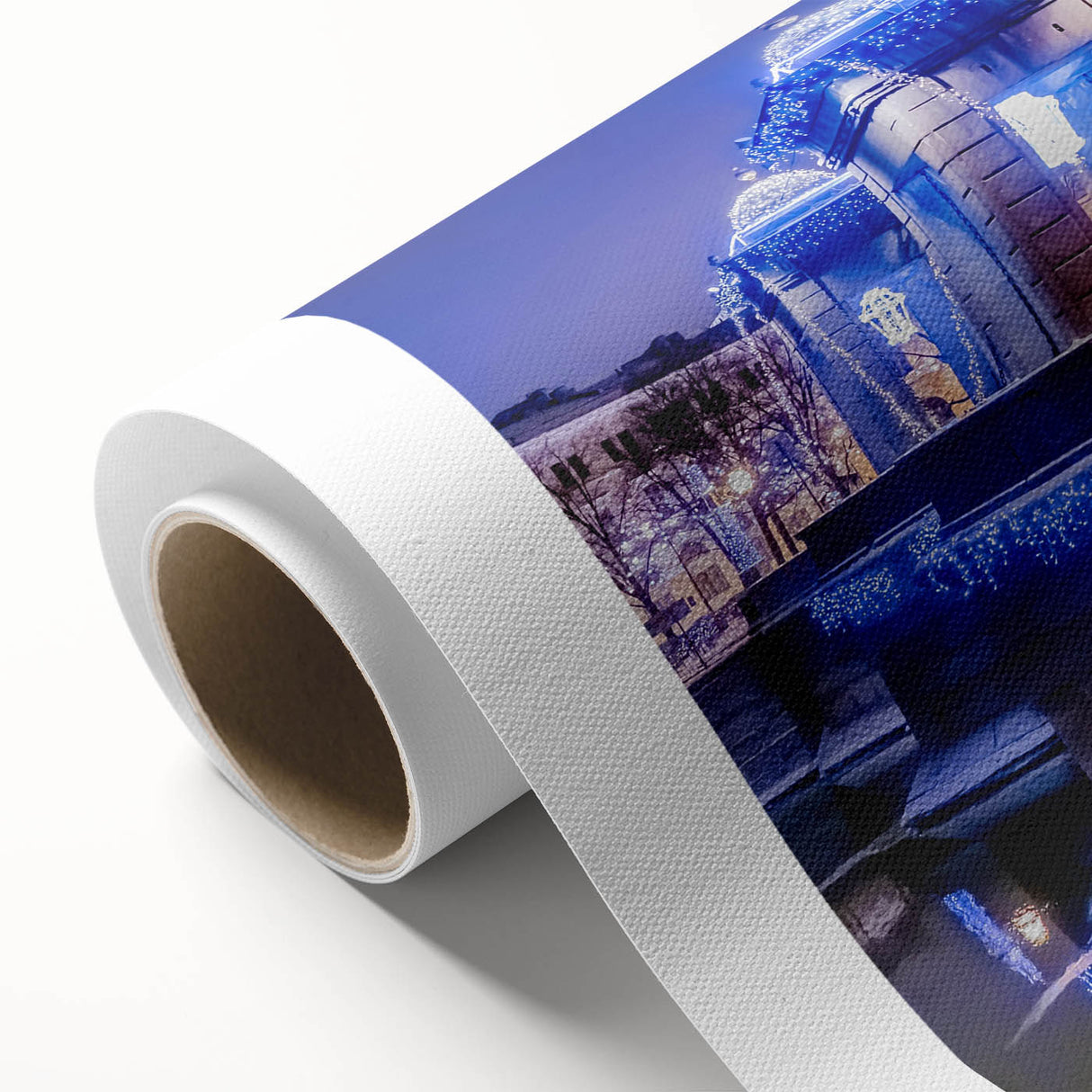 Art Deco poster of St. Petersburg scenery on rolled canvas, in muted pastel colors, ideal for nursery wall art.