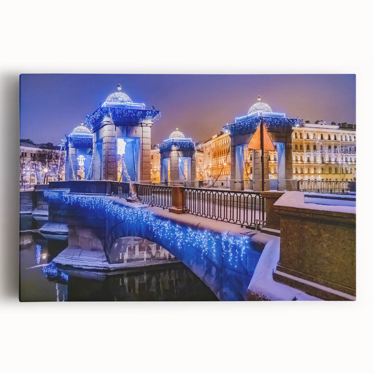 Black and white stretched canvas of Saint Petersburg scenery, ideal for kitchen wall art or bedroom ambiance.