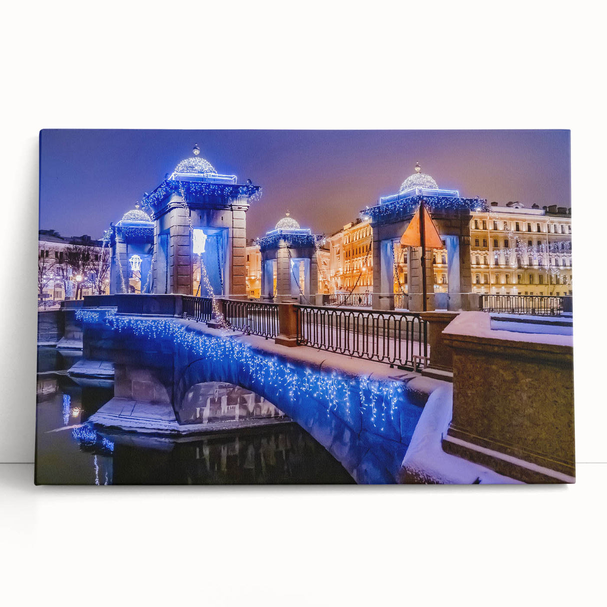 Large black and white stretched canvas of Saint Petersburg scenery, ideal for kitchen wall art.