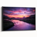Black and white framed canvas depicting a vintage-style Scottish landscape, ideal for bedroom wall art.
