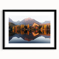 Extra large abstract art print of colorful, textured European scenery on a black framed canvas, ideal for living room decor.