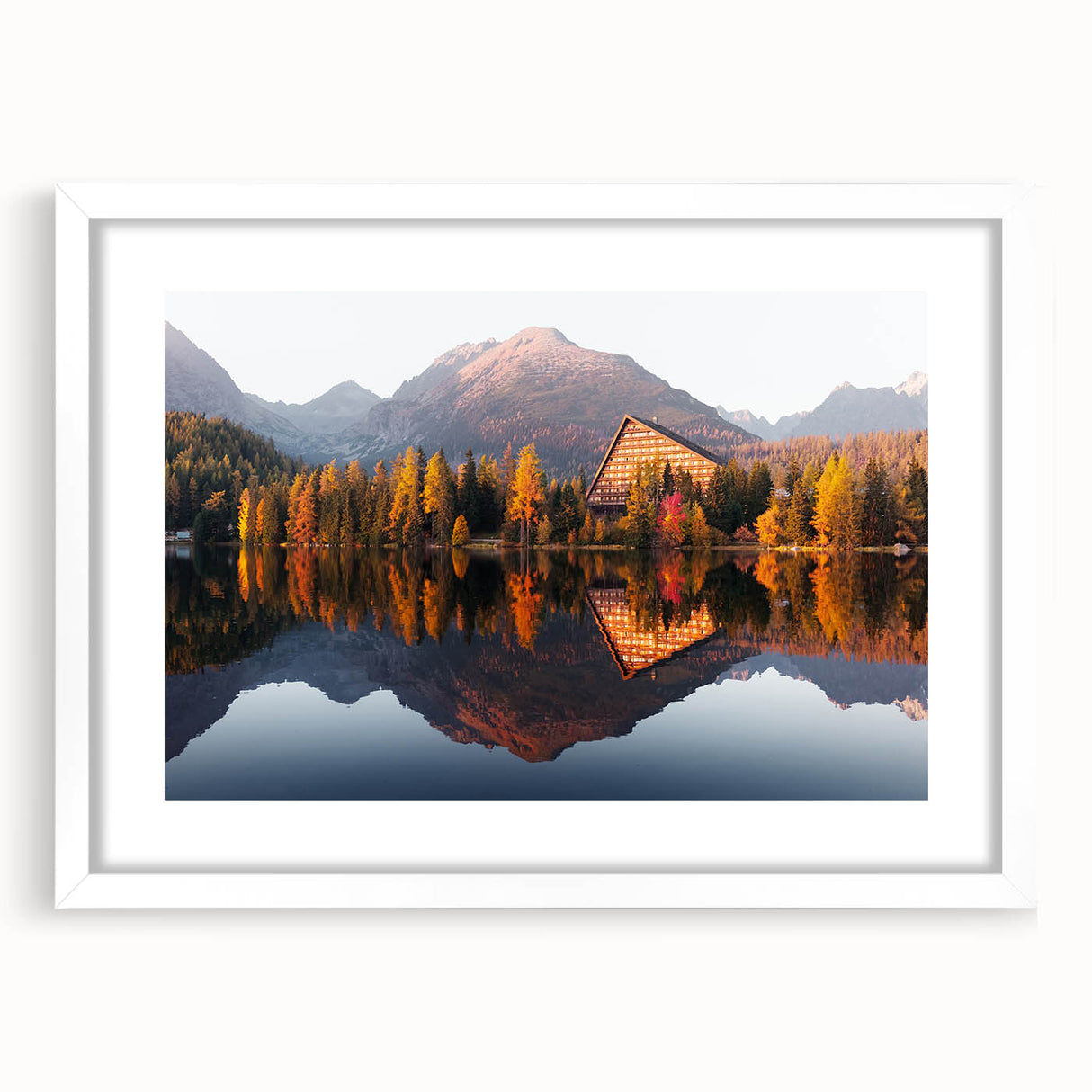 Textured art print of a Slovakian landscape in muted earth tones on a white-framed canvas, ideal for bedroom wall decor.