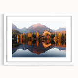 Textured art print of a Slovakian landscape in muted earth tones on a white-framed canvas, ideal for bedroom wall decor.