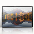 Large abstract wall art depicting a European Slovakian landscape in muted earth tones, framed in black acrylic.