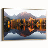 Framed canvas wall art featuring a vintage-style Slovakian landscape in muted gold and black tones.