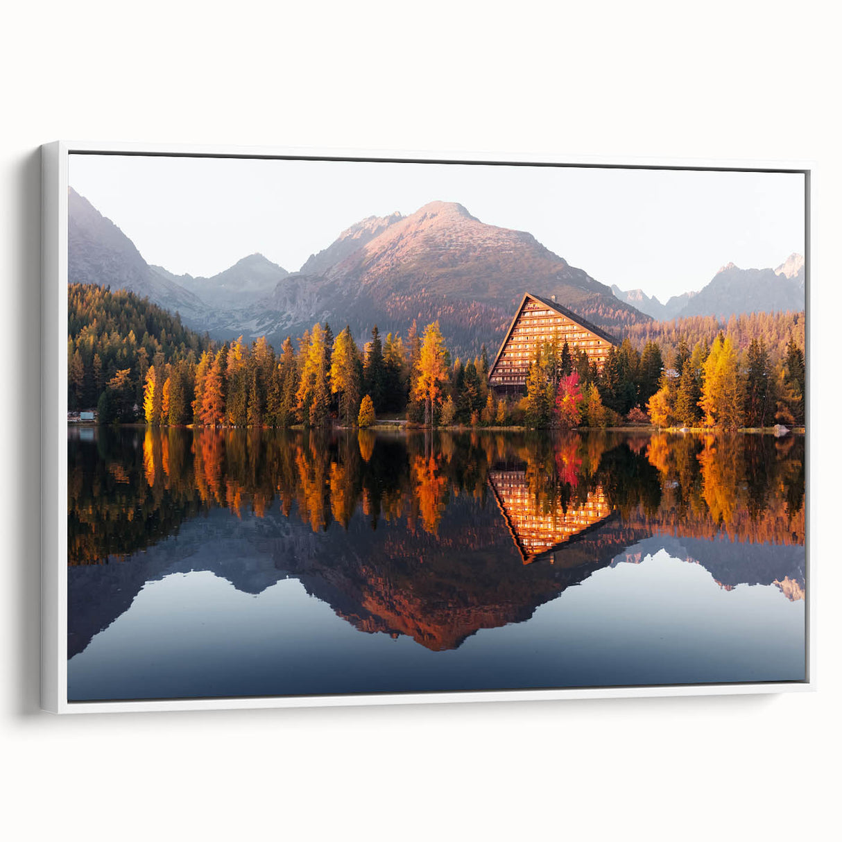Vintage poster art of a European scenery in Slovakia, featuring vibrant colors on extra large framed canvas.