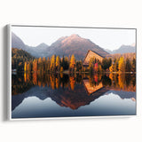 Vintage poster art of a European scenery in Slovakia, featuring vibrant colors on extra large framed canvas.