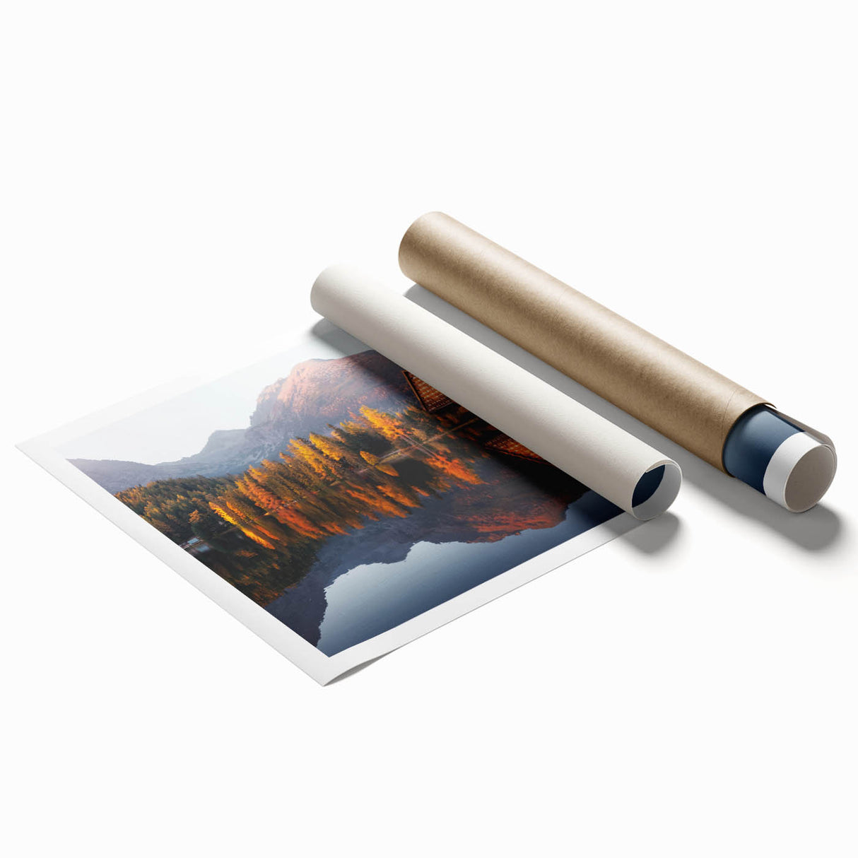Extra large rolled print of a Slovakian landscape in muted greens and blues, ideal for classy bathroom wall art.