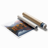 Extra large rolled print of a Slovakian landscape in muted greens and blues, ideal for classy bathroom wall art.