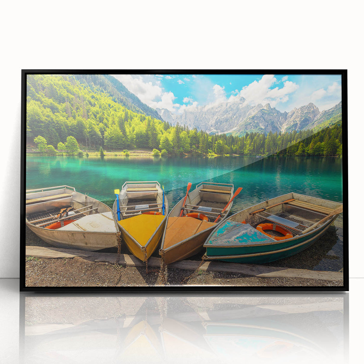 Large abstract wall art depicting a Slovenian landscape in muted earth tones on a framed acrylic.