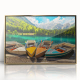 Mid-century modernist art of a Slovenian landscape in muted earth tones on a framed acrylic panel.