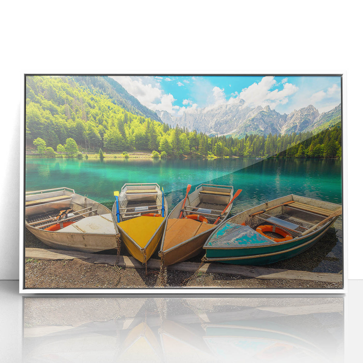 Framed acrylic print of a Slovenian landscape in muted earth tones, ideal for modern art wall decor.