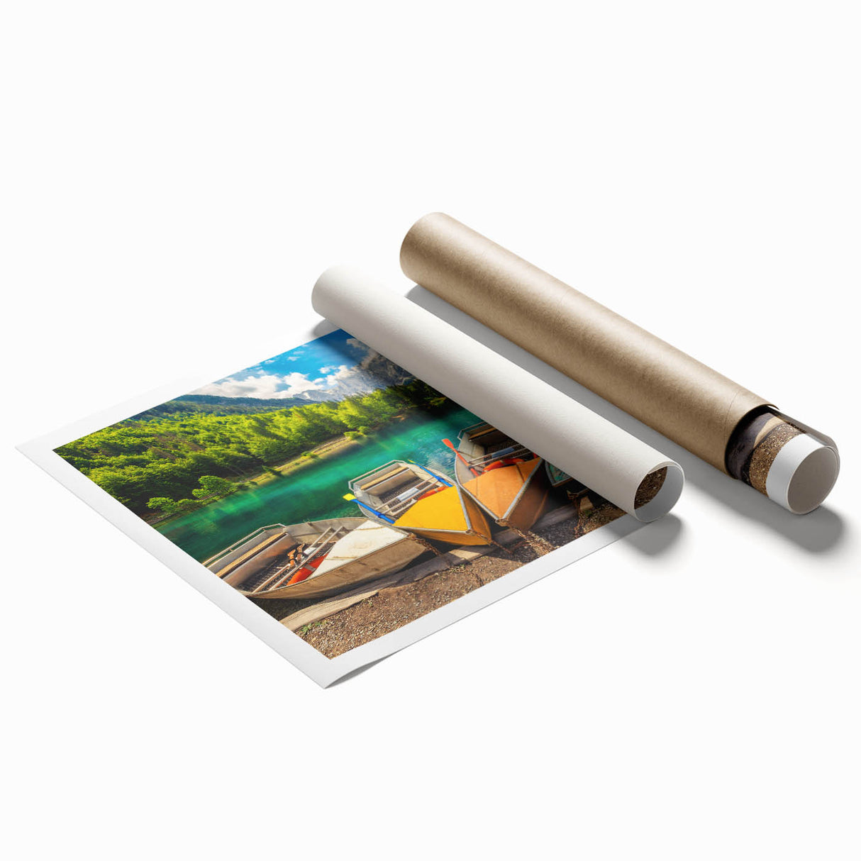 Extra large rolled print of a Slovenian landscape, featuring lush greenery and mountains, ideal for classy bathroom wall art.