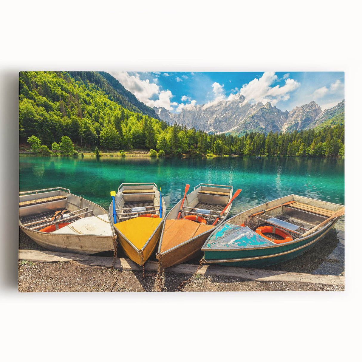 Black and white photograph of a Slovenian landscape on stretched canvas, ideal for kitchen wall art.