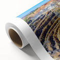Art Deco poster of Andalucia scenery in muted earth tones on rolled canvas, ideal for nursery wall art.