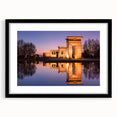Extra large abstract art print of Madrid scenery in colorful, textured style on a framed black mat.