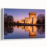 Vintage poster art of Madrid with colorful accents on extra large framed canvas, ideal for living room decor.