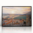 Large abstract wall art of Valencia scenery in muted earth tones on framed acrylic, suitable for modern living room decor.