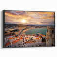 Black and white framed canvas of Valencia landscape, ideal for bedroom wall art in a vintage poster style.