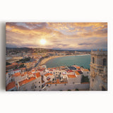 Large black and white photograph of Valencia on stretched canvas, ideal for kitchen wall art.