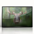 Large abstract wall art depicting a Swedish landscape in muted earth tones, framed in black acrylic.