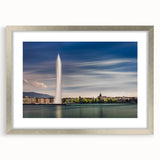 Textured abstract art print of Geneva scenery in muted earth tones on a framed canvas, ideal for bedroom art.