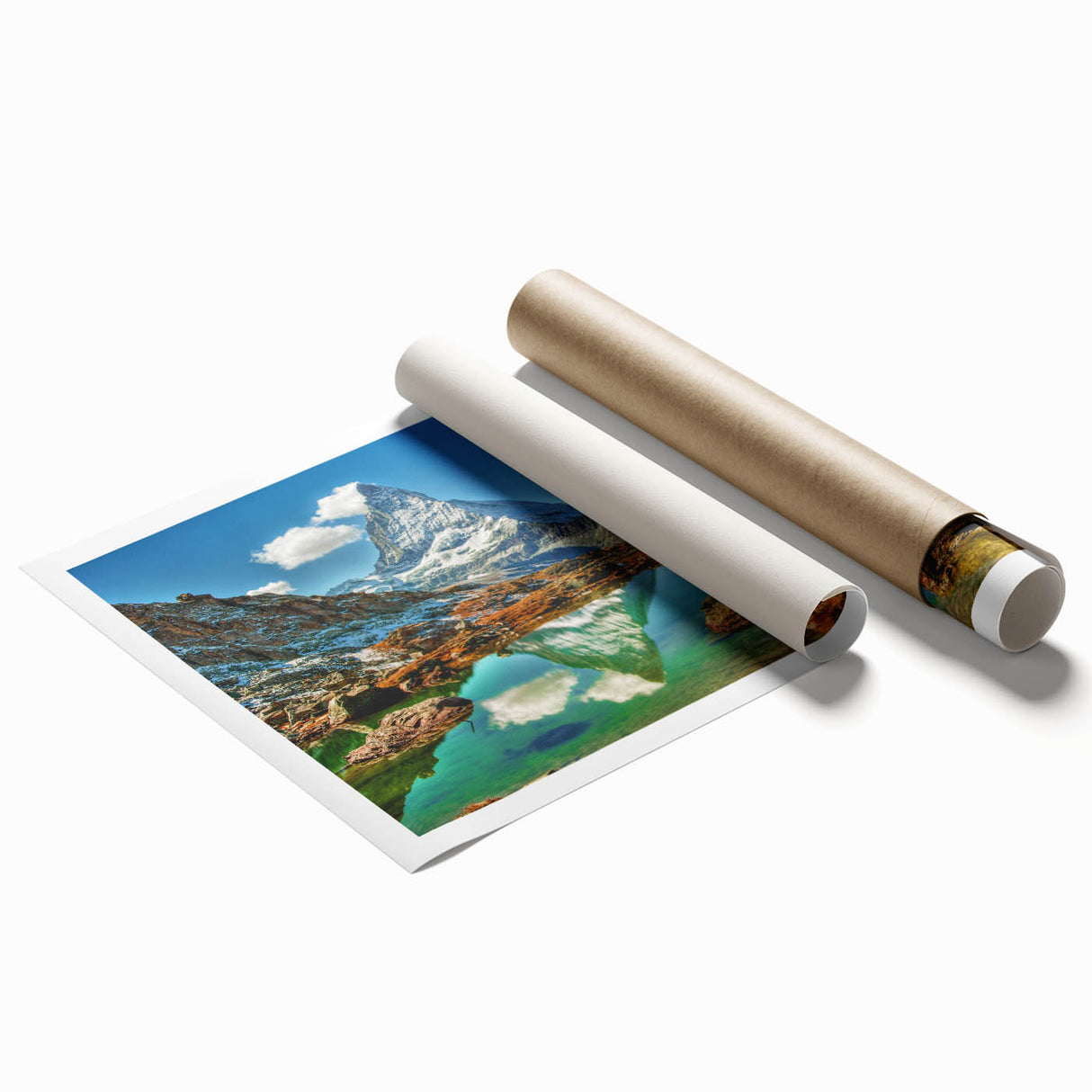 Scenic Swiss landscape on extra large rolled canvas print, featuring vibrant green tones, ideal for classy bathroom wall art.