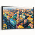 Black and white framed canvas featuring a vintage-style Ukrainian landscape, ideal for bedroom decor.