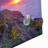 Large abstract wall art depicting a Welsh landscape in muted earth tones, acrylic print, suitable for dining room art.
