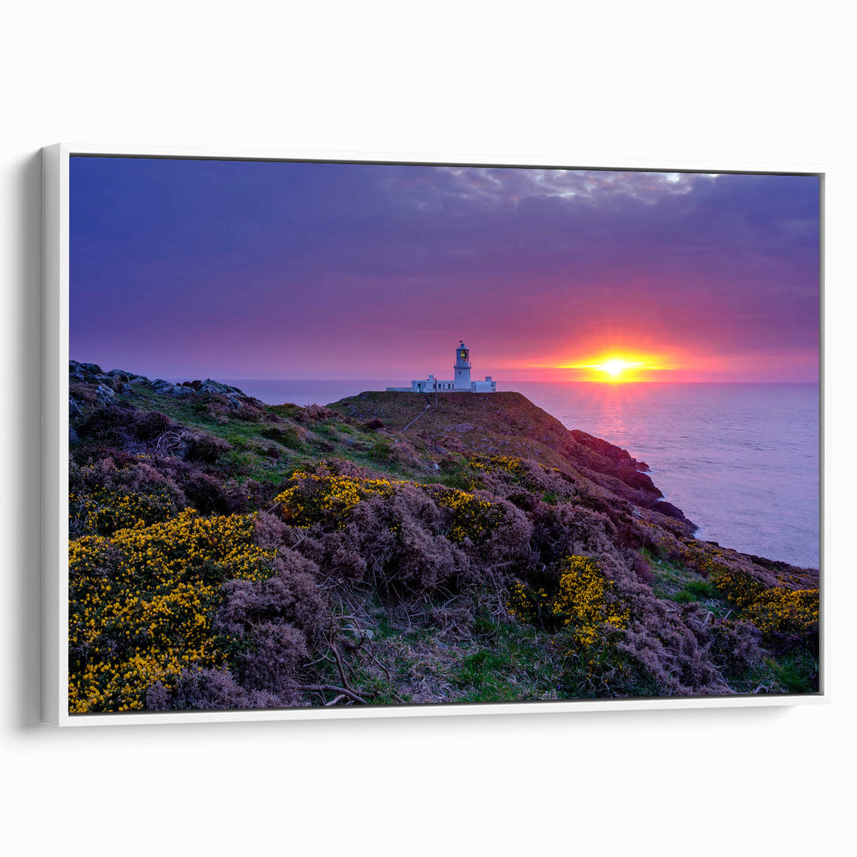 Vintage poster art of a scenic Wales landscape in vibrant colors on a framed canvas, ideal for living room decor.