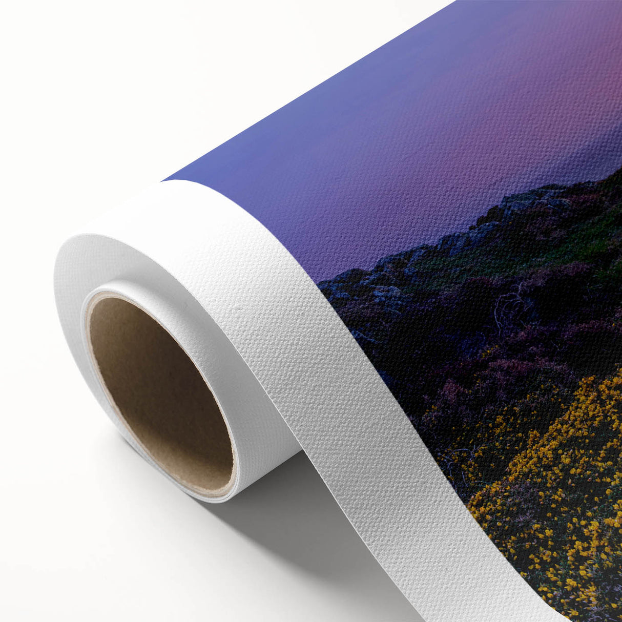 Art Deco poster of a Welsh landscape in pastel colors on rolled canvas, ideal for nursery wall art.