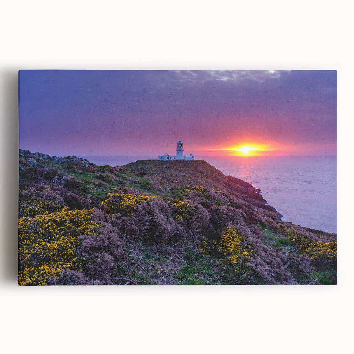 Black and white photograph of a scenic Wales landscape on stretched canvas, ideal for kitchen wall art.