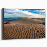 Black and white framed canvas of Baja California landscape, ideal for bedroom wall art in a vintage poster style.