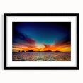Extra large colorful art print of abstract Cabo San Lucas scenery in black frame, ideal for living room decor.