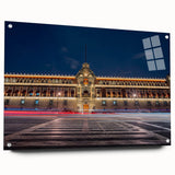 Acrylic print of a large abstract depiction of Mexico City in vivid colors, ideal for dining room decor.