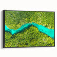 Black and white framed canvas of Quintana Roo landscape, featuring vintage poster art style, suitable for bedroom decor.