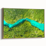 Framed canvas wall art featuring a vintage-style landscape of Quintana Roo, Mexico in muted gold and black tones.