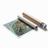 Extra large rolled canvas print depicting traditional Middle Eastern scenery with floral elements in muted earth tones.