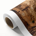 Art deco poster of a Middle Eastern landscape in muted earth tones on rolled canvas, ideal for nursery wall art.