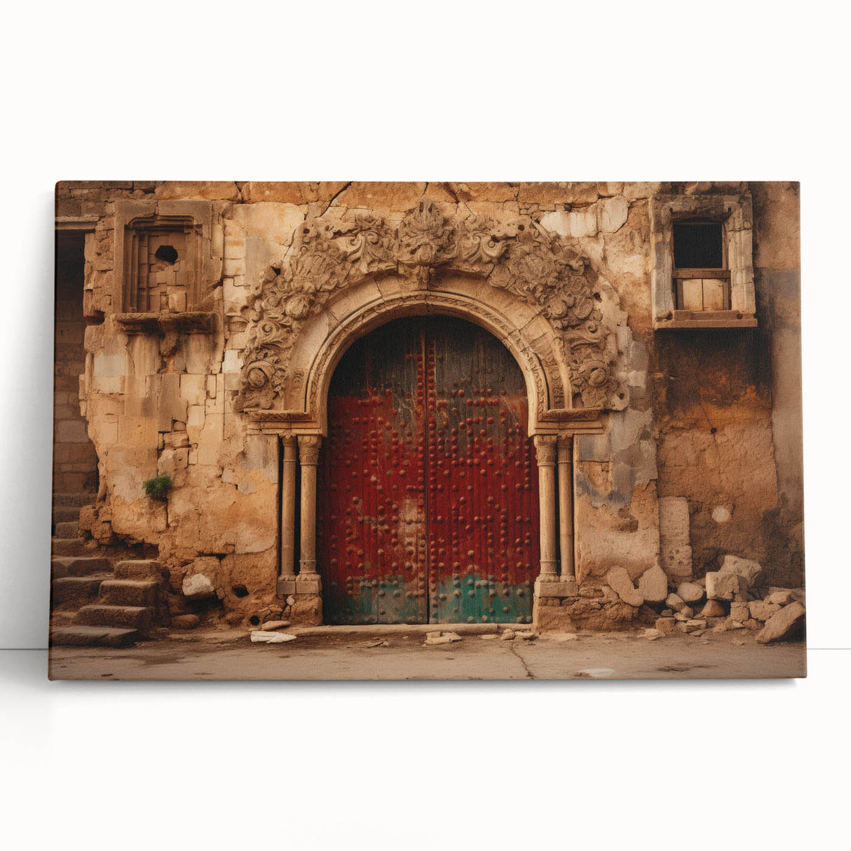 Black and white stretched canvas of a Middle-Eastern cityscape, ideal for kitchen wall art or bedroom ambiance.