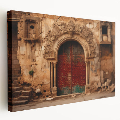 Large canvas print of a Middle Eastern landscape in muted earth tones, suitable for kitchen wall art.