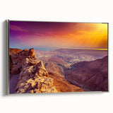 Framed canvas featuring a vintage-style landscape painting of a Middle Eastern scenery.